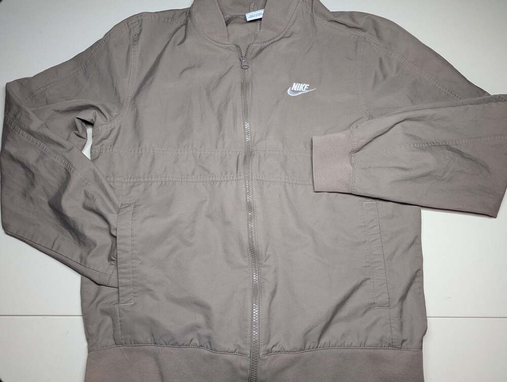 Nike Sportswear Full-Zip Bomber Jacket Taupe Size Small